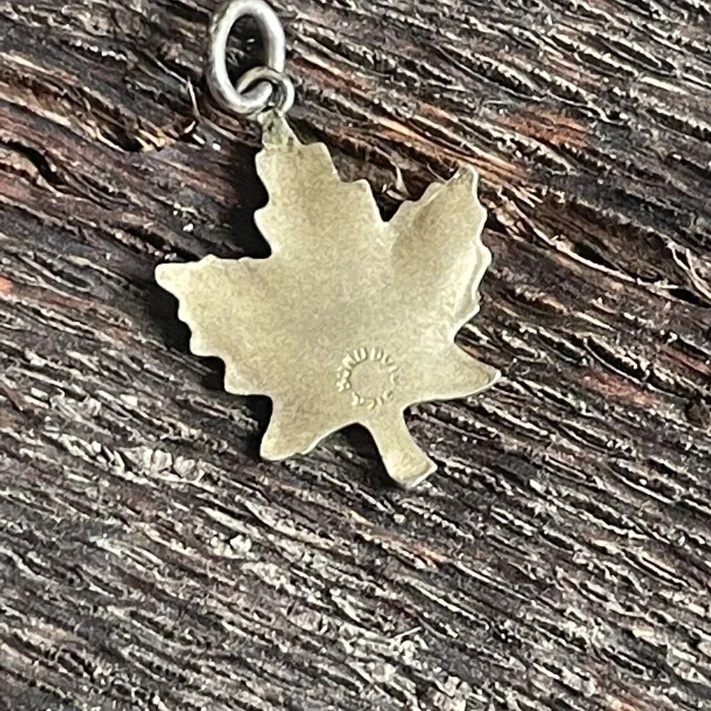 Bond Boyd Sterling Silver Maple Leaf Pendant Textured Mid Century Modern Charm - Picture 4 of 6
